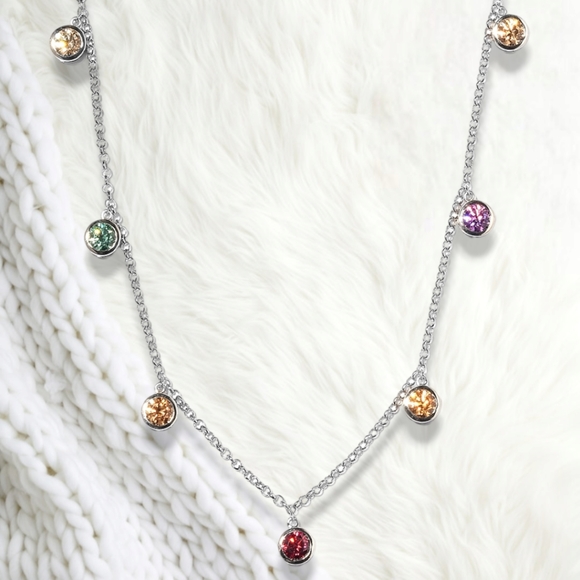 NWT SWAROVSKI ®️ MULTI COLOR CZ PLATINUM OVER STERLING NECK